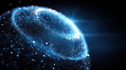 Futuristic digital sphere virtual space abstract art cosmic environment close-up technology concept