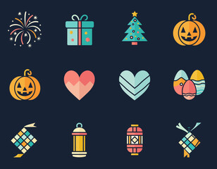 event cultural icons set