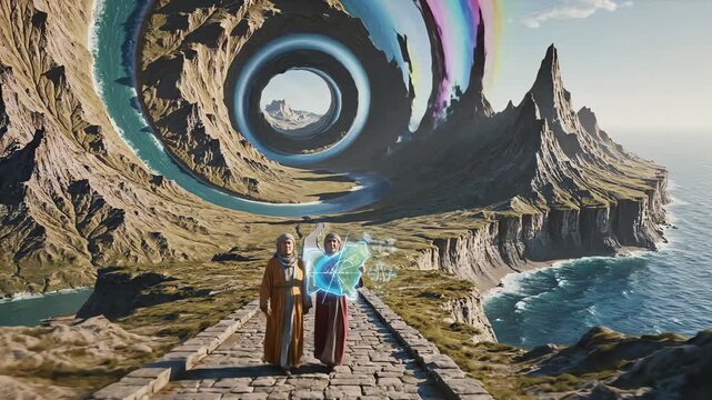 Hyper-Realistic Topological World with Fluid Transforming Mathematical Geography - AI Generated