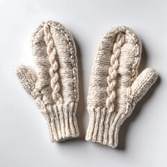 Chunky Knit Winter Mittens in Neutral Colors