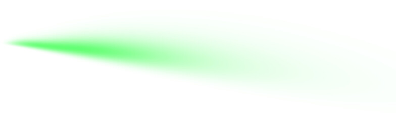 Abstract green light streak against black background