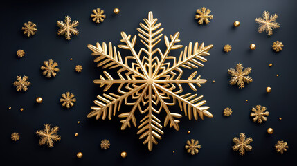 Gold snowflake ornate holiday decoration luxury ornament festive metallic winter background