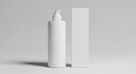 Modern laptop and smartphone with blank white screens floating against a soft gray background, showcasing technology and connectivity.