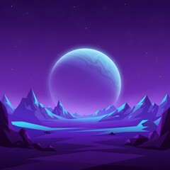 Celestial Dreamscape: A captivating illustration, portraying a celestial landscape under the expanse of a starry night, highlighted by the prominence of a planetary body.