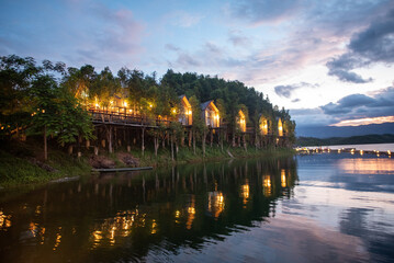 sunset over the lake