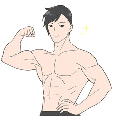  筋肉ムキムキの男性　イラスト