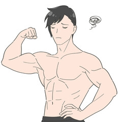  筋肉ムキムキの男性　イラスト