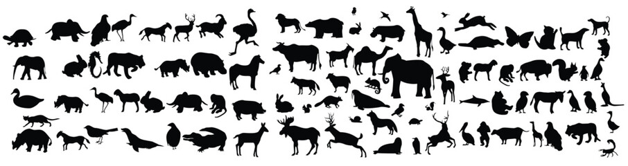 silhouette collection of different animals