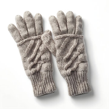 Pair of Gray Knitted Wool Gloves for Winter