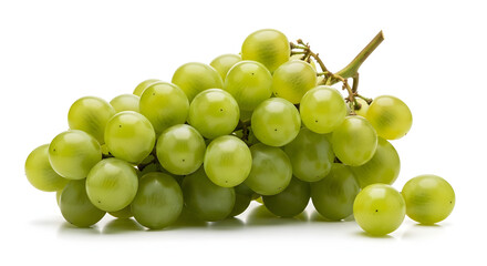 Fresh Green Grapes Cluster Isolated on White.