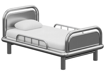 3D Cartoon Hospital Bed Simplified Soft Mattress Smooth Metal Frame PNG