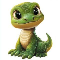 Fototapeta premium Adorable cartoon gecko with big eyes and a sweet smile, perfect for children's books, educational materials, and vibrant marketing campaigns, full of charm and joy