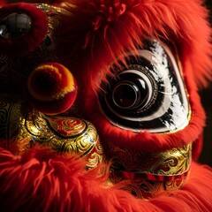 Lion Dance Close Up Lunar New Year Celebration