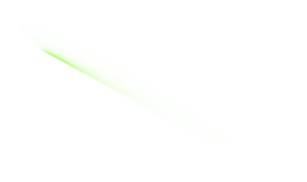 Abstract green light streak across dark background