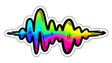 Naklejka premium Vibrant sound wave design with fluid rainbow colors, perfect for music visualizers or audio art