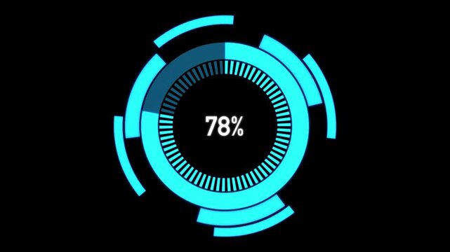 futuristic 4K Video animation. Buffering circle loading bar on blue screen, Downloading Symbol loop busy indicator Modern and Flat Design Circle Loading