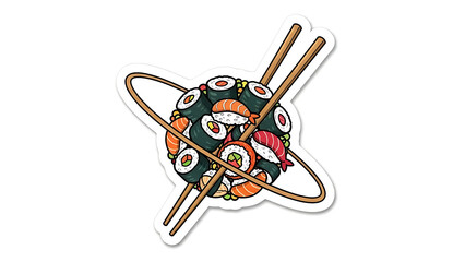 Delicious sushi rolls with chopsticks, perfect for restaurant menus and foodie blogs