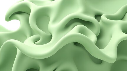 Soft Mint Green Abstract 3D Fluid Wavy Shapes