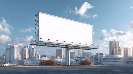 Obraz premium Blank billboard advertising space in cityscape with copy space for marketing