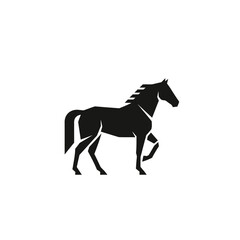 Obraz premium Minimalist flat design logo of elegant horse silhouette, showcasing its graceful form and powerful presence vector logo template
