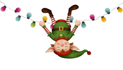 Funny cartoon clown illustration with balloons celebrating a birthday holiday