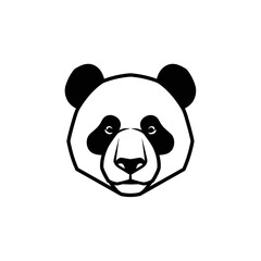 Fototapeta premium Minimalist flat design logo of illustration of a panda bear head with black and white markings vector logo template