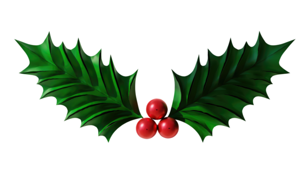 A festive Christmas wreath decoration featuring holly berries, green leaves, and a red ribbon for the winter holiday season - Powered by Adobe