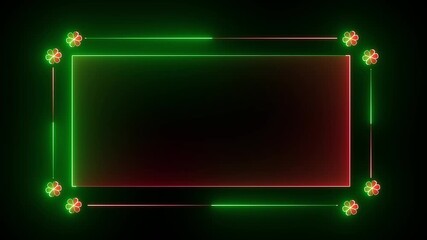 Abstract glowing neon rectangle border frame shape and rectangle glowing animation light glowing neon red green color picture frame rectangle icon 4K animation footage video effect seamless loop. - Powered by Adobe
