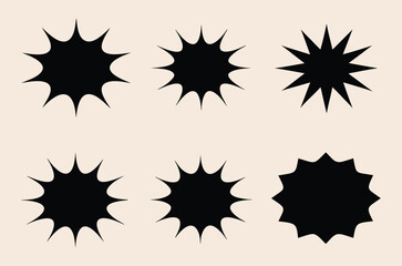 Comic speech bubble silhouette vector set, starburst and burst shape vector, comic explosion speech bubble. Vector illustration