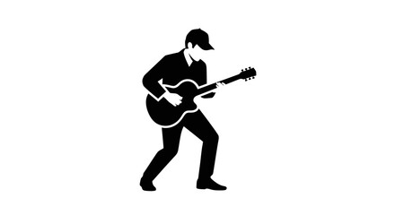 Naklejka premium Man playing guitar silhouette with transparent background
