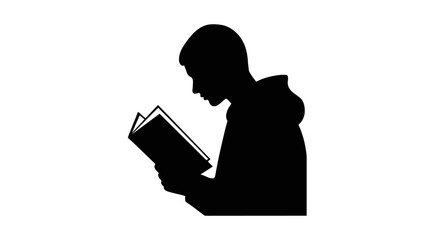 Man reading book with transparent background
