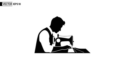 Man sewing with a machine