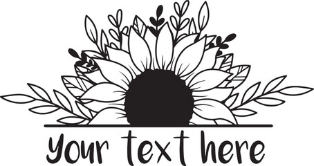 Sunflower floral arrangement with split text placeholder