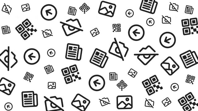 Seamless Pattern of Communication and Document Icons on White Background, Graphic Design, Top View, Digital Concept