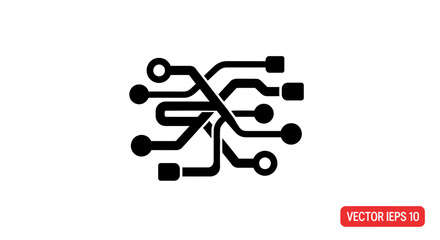 Circuit board icon with transparent background