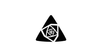 Geometric spiral within triangle shape with transparent background