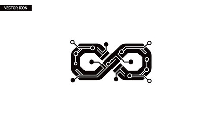 Interconnected circuit icon with transparent background