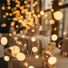 Warm and glowing bokeh lights for festive background and decorative element