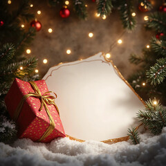 christmas tree with gift boxes and writing note