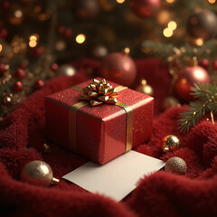 christmas tree with gift boxes and writing note