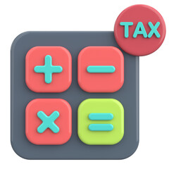 Obraz premium 3D Tax Icon Illustration with Calculator and Finance Elements.