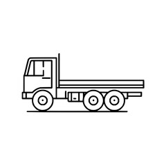 Fototapeta premium Flatbed truck vector illustration for freight transportation and cargo delivery service design asset element