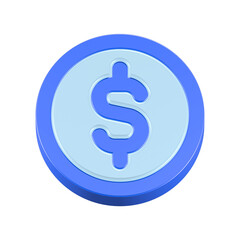 3d rendering icon dollar coin blue color