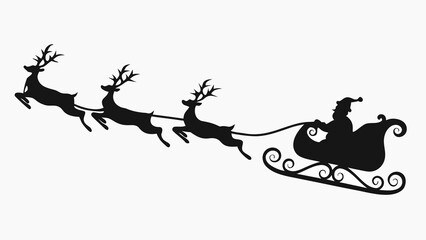 Santa claus in a sleigh pulled by reindeer silhouette