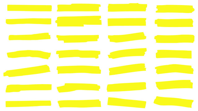 Collection of yellow highlighter marks on black background