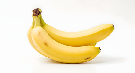 Fresh Yellow Bananas in a Bunch on White Background.