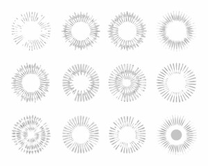 Collection of hand drawn starbursts and sunbursts in various styles