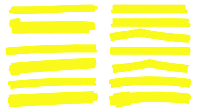 Collection of yellow highlighter marks on black background