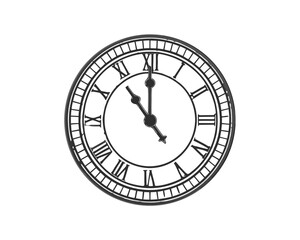 Classic roman numeral clock face showing almost five oclock