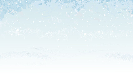 Soft blue winter background with snowflakes and floral ornaments